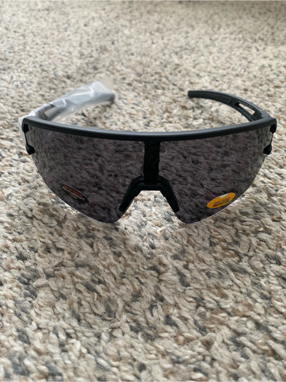 Black Shield Sports Sunglasses with Dark Smoke Lens